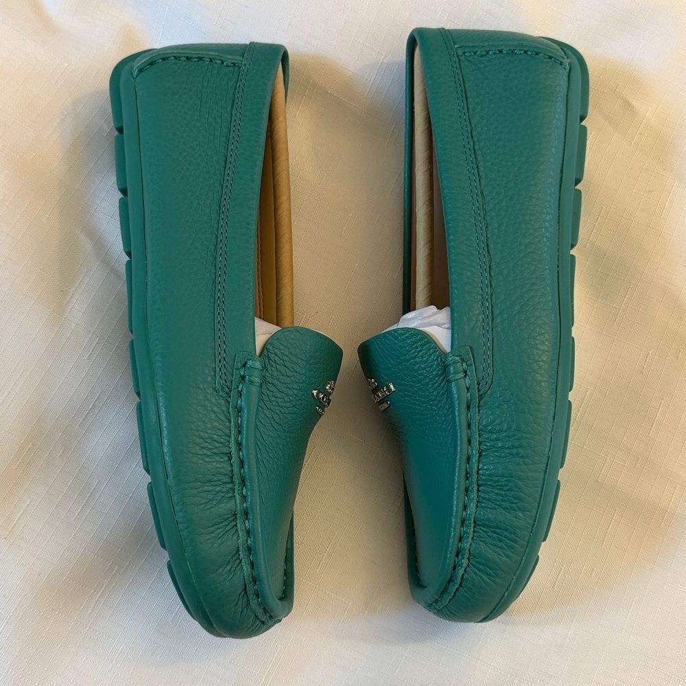 Coach Women's Teal Leather Loafers - Picture 4 of 10